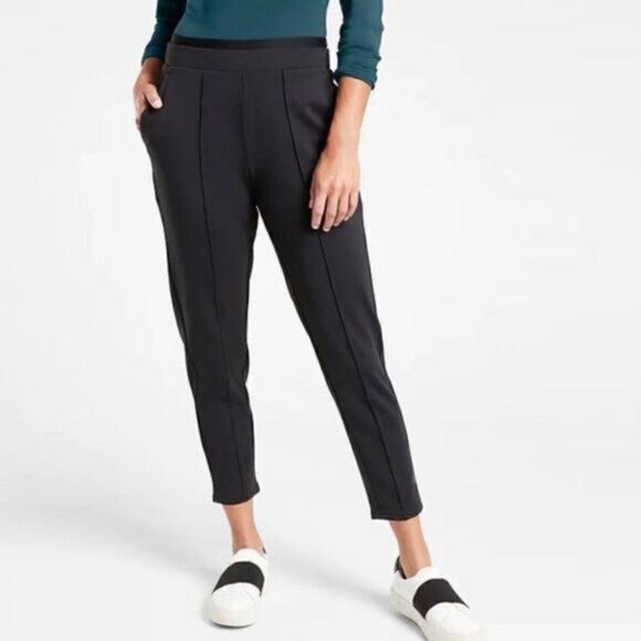 Athleta Pants - Athleta Venice Black Ponte Knit Pintuck Front Seam Pants Medium